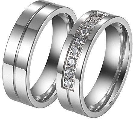JewelryWe Schmuck Edelstahl 6MM Verlobungsringe Für Paars Set Mit 2 Ringe