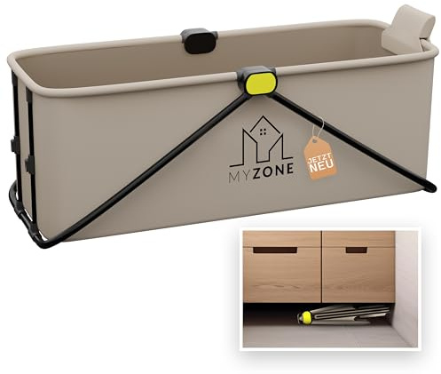 MyZone faltbare Badewanne, 150 x 60 x 50 cm | Klappbare, Mobile, Platzsparende, Badewanne für Dusche | Outdoor, Duschbadewanne, Eisbad/Eiswanne | Alternative zu aufblasbare Badewanne Erwachsene Grau