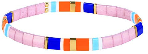 KELITCH Damen Tila Beads Charm Armband Stretch Armbänder Candy Colors Wrap Freundschaftsarmbänder - D