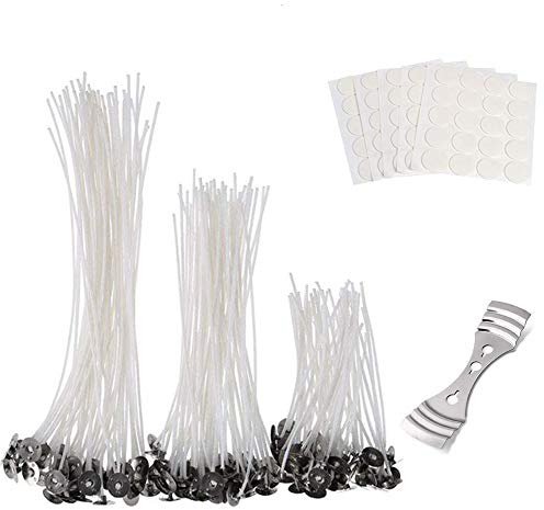 Funxim 150 st ljusvekar (9/15/20 cm) vaxade ljusvekar med 160 st självhäftande vekar + 1 Centreringsljus för ljustillverkning, gör-det-själv-ljus
