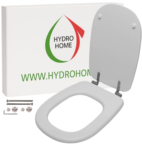 HYDRO HOME Tablette Wc compatible avec Tesi IDEAL STANDARD, Abattant de WC en bois revêtu avec 2 mm de résine, Tablette de l'eau avec charnières en laiton chromé réglables Made in Italy