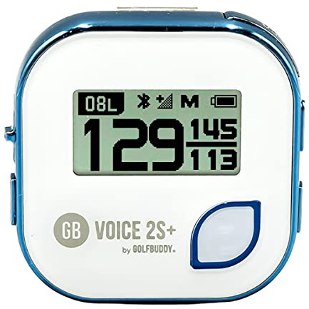 GOLFBUDDY Voice 2S+ Talking GPS Rangefinder, Clip on Hat Golf Navigation, Slope Mode on/Off, 18 Hours Battery Life, Shot Distance Measurement, Preloaded with 40,000 Courses Worldwide (Blue)