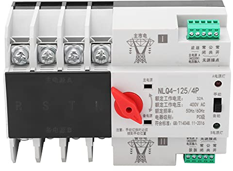 Dual Power Automatischer Transferschalter AC 400V 32A 4P 3 Phasen 4 Draht PC Hutschiene Lastumschalter Notstrom Umschalter für Kommunaler Strom, Generator