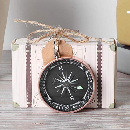 20st bröllopspresentlådor godisaskar, vintage Kraftpapper med Kraft -taggar och kompass -burlap garn för brud duschresor bröllopsfödelsedagsfest(Rose Gold)