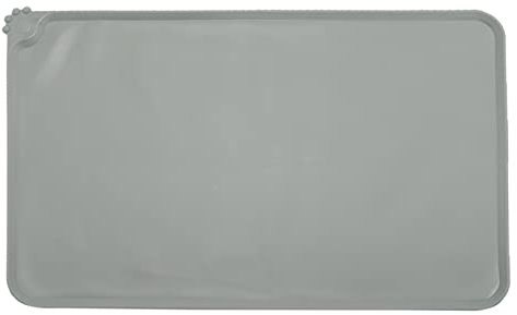 Napfunterlage Hund Katzen,wasserdichte und rutschfeste Silikon Fressnapf Unterlage für Futternäpfe Wassernapf, Futtermatte 47x30cm Grau