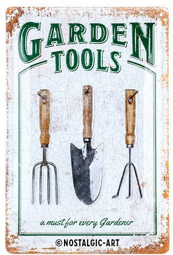 Nostalgic-Art Cartel de metal retro de 20 x 30 cm, Garden Tools, idea de regalo para amigos del jardín, de metal, diseño vintage