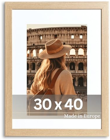 VictoR Bilderrahmen Passepartout Richter beige in 30x40 cm (A3) mit 21x30 (A4) Passepartout - Fotorahmen Holz - Leiste: 25x20mm - Bilderrahmen A3 beige