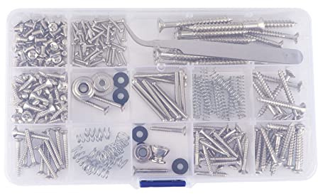 Grekywin Guitar Screws Kit, Guitar Hardware Luthier Parts-kit, for Tele/Strat/SQ, Bridge, Guitar Strap End Pins, Tuner, Pickguard, Neck Plate, Pickup, Switch, Guitar DIY Kit (Metric, Chrome)