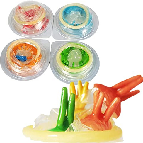 4 stück Kondome, Besonders Empfindlich Spike Kondom Adult Sex G-Punkt stimulieren Condom (Packung mit 4 verschiedenen Design (B)