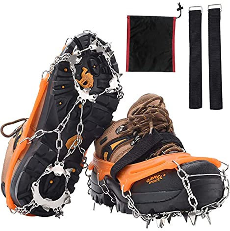 Steigeisen FüR Bergschuhe,Winter Im Freien Anti Rutsch Sicherer 19 Edelstahl Spikes Microspikes Schutz Steigeisen FüR Wandern Fischerei Klettern Spikes