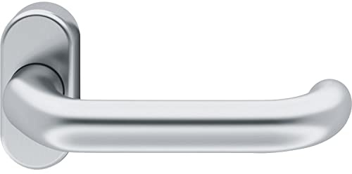 FSB 0 97 0625 01263 6204 Türgriff mit Rosette oval universal und Hochhaltefeder, Türdrücker für Rahmentüren EN179, Edelstahl matt 97062512, Silber