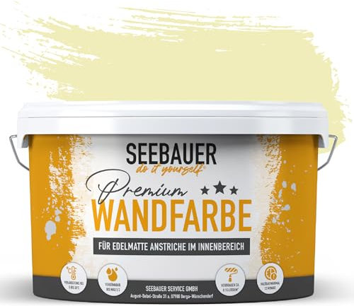 SEEBAUER diy Peinture murale jaune pour intérieur (No. 459 Lemon Soda 2,5 Litre) Tons jaune haute opacité