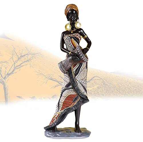 Tuzsocr Statue di donna africana, statua di tamburo africano, statua di donna tribale esotica, statua di donna tribale, statuetta per decorare la vostra casa decorativa della camera da letto