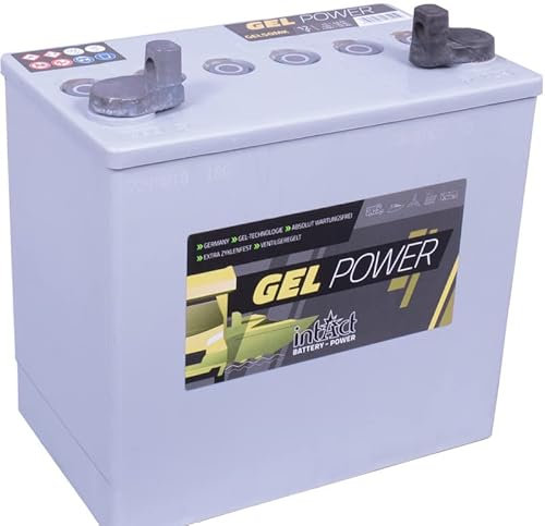 intAct GEL Versorgungsbatterie 12V 50Ah - speziell für Camping, Wohnmobil und Boote - auslaufsichere und wartungsfreie GEL-Batterie - Maße (LxBxH): 238x140x235mm, Pluspol rechts