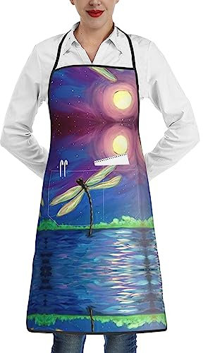 Libellen-Malschürze, wassertropfenresistent, mit Taschen, Kochschürzen für Thanksgiving-Geschenk, weiß, One size