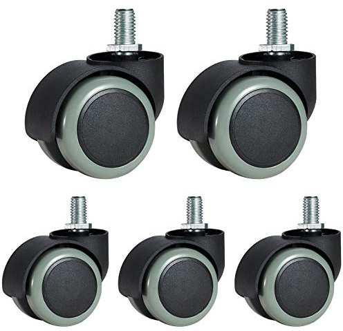 Plate Casters 5 Pcs,Furniture Casters,Large Office Chair Casters,Silent Replacement Wheels,Crib Casters,360° Rotation,Load 300KG (Thread)