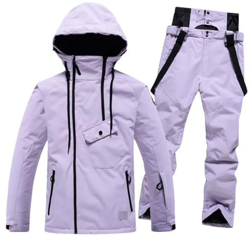 Outdoor-Skianzug für Damen, einfarbig, winddicht, wasserdicht, Snowboard-Kleidung, atmungsaktiv, Ski-Set, siehe abbildung, 42