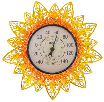 Termometro da parete Lettore di temperatura esterna decorativo Struttura in metallo durevole Compatibile per display da cortile Decorazione Termometro decorativo per esterni Termometro da parete