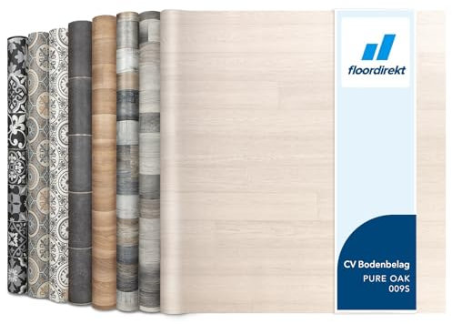 Floordirekt PVC Bodenbelag Meterware nach Maß Vinylboden, CV Linoleum für Küche & Balkon in Holzoptik, Fliesenoptik, Steinoptik - robust & pflegeleicht 200 x 1000 cm | Atlantic Pure Oak 009S