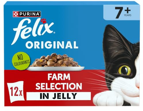 FELIX ORIGINAL Senior Farm Favourites in Jelly Wet Cat Food 12x85g