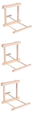 BESPORTBLE 3St Papageienspiegel vogelkäfig zubehör vogelzubehör für käfig Zubehör für Wellensittichkäfige Strohhut für Hunde Vogelspielzeug Spielset aus Holz Vogel Spiegel König Xuanfeng
