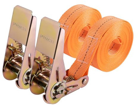 Cinghie di serraggio con cricchetto, 4 m, robuste cinghie di ancoraggio con cricchetto, per trasporto di materiali, moto, biciclette, trasloco, pacchi bagagli, campeggio (2 pezzi)