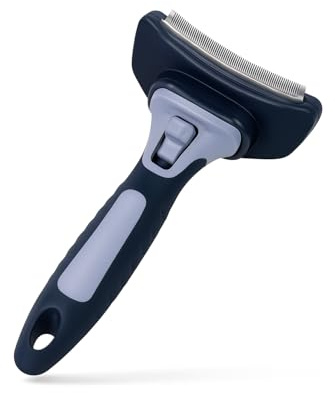 Fellbürste für Haustiere, Hundebürste, Katzenbürste, Fellpflege, Entfernt lose Haare (Navy Blau)