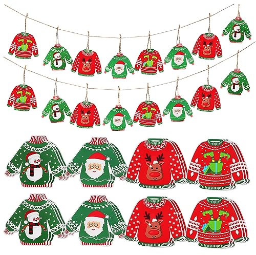 OUNONA 48stücke Weihnachtsbaum- Im Sweater-Design Farbige Weihnachtsdekoration Für Baum Rucksack Oder Schlüsselbund Kreative Und Vielseitige Weihnachtsornamente