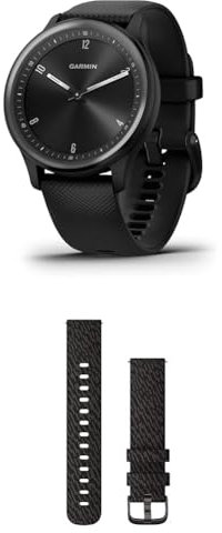 Garmin vívomove Sport, Hybrid Smartwatch with up to 5 days battery life, Black & Quick Release Band (20 mm) - Black Pepper with Slate