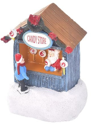 wueiooskj Verschneite Weihnachtsdorf Dekorationen, kleine Hausverzierung aus Kunstharz, einschließlich Kleiner Geschäfte, Weihnachtsdekoration, Dorfhaus, B