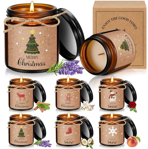 Blulu 6 Pcs Christmas Candles Jars Scented Candles Gifts for Women Christmas Tree Aromatherapy Candles for Home Holiday Xmas Birthday Gifts Bath Yoga