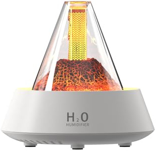 Hyunlai Diffuseur d'arômes 7 couleurs dégradé Huile essentielle 80 ml Petite Lave Flamme Humidificateur Hôtel Chambre Bureau Salon Yoga (Blanc)
