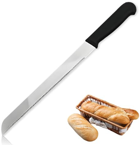 JeiibrZui Scharfe Edelstahl Frühstücksmesser mit Wellenschliff, perfekt für Brot, Brötchen und Bagels – Spülmaschinenfest und ergonomischer Griff