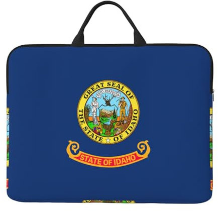 JEJEA Idaho bandiera dello stato stampa Copertura protettiva per il trasporto del computer portatile da 14 pollici durevole antiurto, Nero , Taglia unica