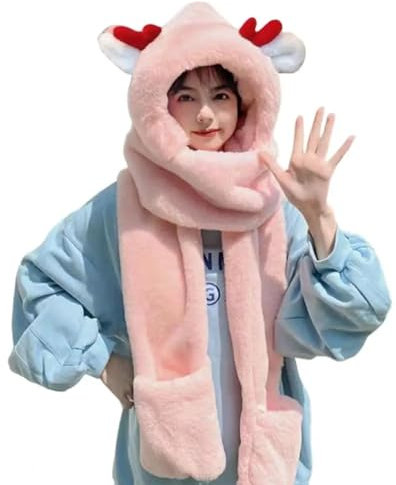 YUECIBAI Fliegermützen Frauen Plüsch Hut Super Weich Elastisch Ultra-Dickes Design Warm Hut Zubehör Pink