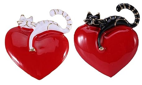 VALICLUD 2st Herz Brustnadel Korsage Kostüm Plüsch Frauenherzbrosche Brosche Rosenbrosche Kätzchen Brosche Stifte Katze Broschen Black