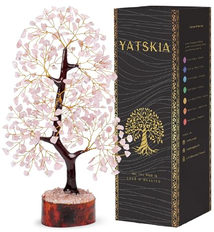 YATSKIA Rose Quartz Crystals Tree, Crystal Gifts For Women, Crystals And Gemstones, Decorative Home Accessories, Gemstone Tree Room Decor, Crystal Tree Ornaments For Living Room, Thank You Gift