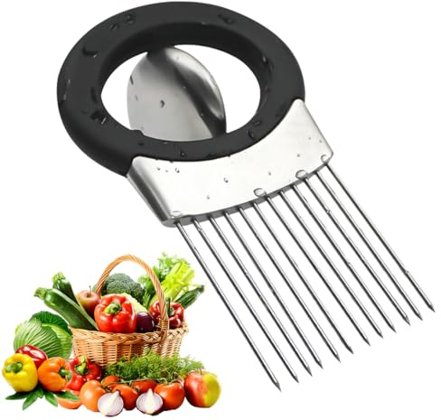 Schneiderhalter für Zwiebeln, Zwiebelschneider Edelstahl Zwiebelschneider Halter Zwiebelschneider Manuell Hilfswerkzeug Küchenhelfer Schneiden Zum Schneiden Von Eiern und Tomaten
