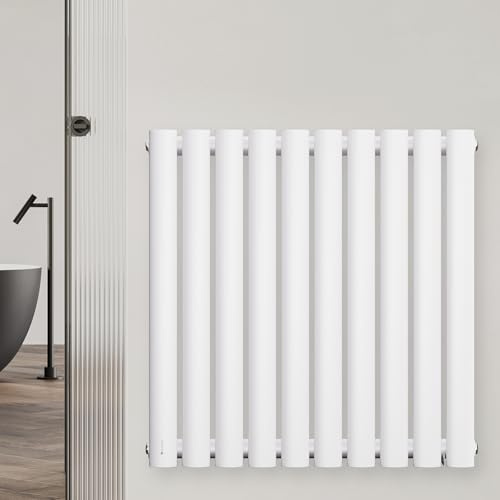 Blumfeldt Radiateur Mural - 462 W, Acier Poudré, Simple Couche, Raccordement Central ½, Installation Murale, Chauffage Efficace pour Salle de Bain, Salon & Bureau, 60x60 cm, Blanc