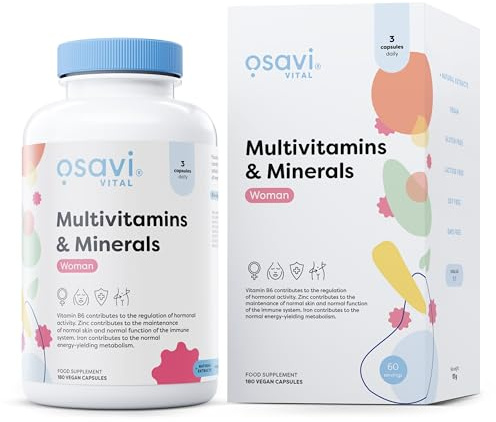 Osavi Multivitamins & Minerals Women – 180 Vegan Capsules | Supports Hormones, Skin & Reduces Fatigue | with Choline, CoQ10, Lutein | Plant extracts | Better Absorption with BioPerine®