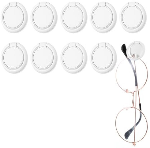 CIATBYYJ 10 Pack Round Sunglasses Organizer Wall Mounted Adhesive Sunglass Holder for Wall RV Bedside Cupboard Space Saving Hanging Glasses Organizer Eye Glasses Storage Organizers(White)
