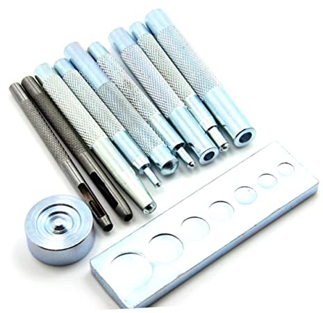 Homoyoyo 11piezas Herramientas Presión Para Marroquinería Kit De Punzón y Troquel Con Remachador Para Botones Para Manualidades Remaches