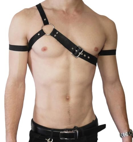 Herrrem sele bälte kropp kedja nylon elastiskt spänne nattklubb cosplay goth rave kläder tillbehör