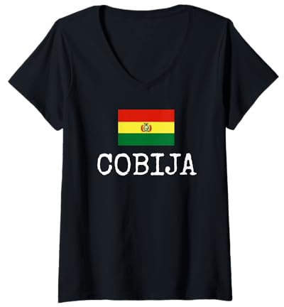 Mujer Cobija Country Bolivia Viaje Familiar Boliviano Hombres Mujeres Camiseta Cuello V