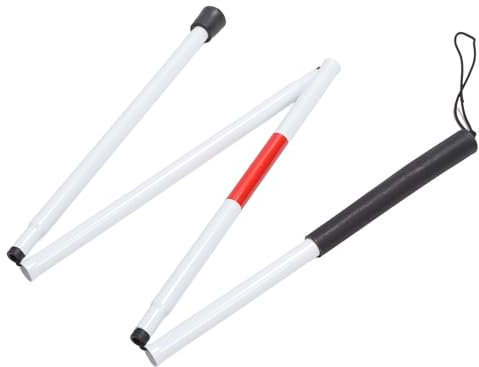 Canne Aveugle Pliant Aluminium réfléchissant Blanc Canne avec dragonne pour Les Personnes malvoyantes léger Robuste bâton de Marche Aide de Voyage