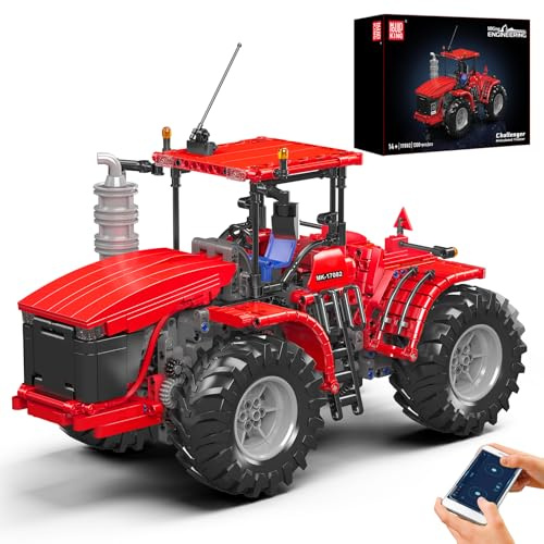 Mould King 17082 Technik Challenger-Scharnier-Traktor-Baustein-Modell(1300+Teile mit Motor/APP-Fernbedienung) Technologie Klemmbausteine Bausatz ferngesteuertes Antriebsmodell für Landmaschinen
