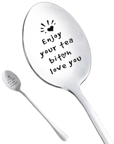 Gifts Spoon - Homiladi Stainless Steel Best Friend Spoons for Women | Funny Enjoy Your Tea Engraved Spoon | Unique Tea & Coffee Lover Gift for Bestie, Christmas & Birthdays