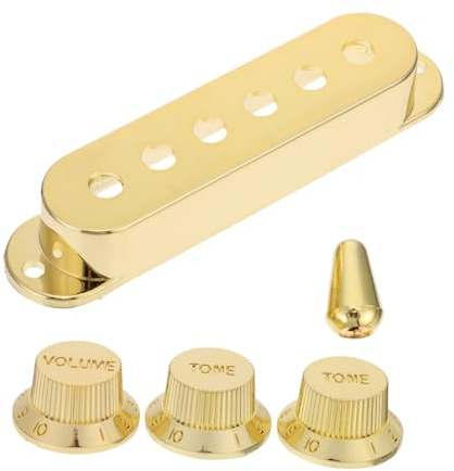 Cabilock 7 Stück Teiliges Elektrische Gitarren Humbucker Pickup Covers Goldfarbene Schutzkappen aus Robustem Kunststoff Verschleißfest Schweiß Wasserabweisend Praktische Abdeckung für