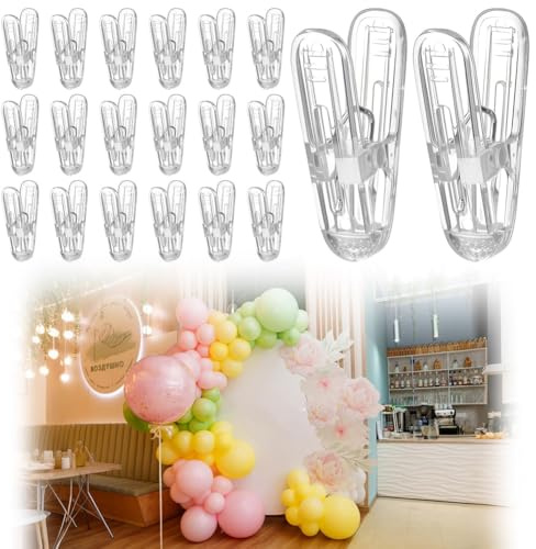 Aliisare for Balloon Arch Clips 20pcs Plastic Transparent Spring Clamps 2.4 Inch Clip for Balloon Arch Kit Birthday Decoration Crafts