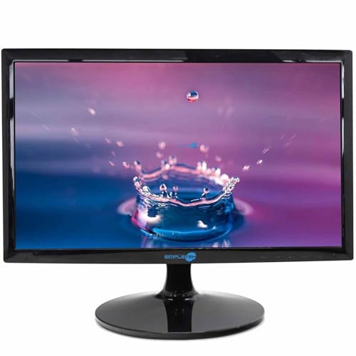 SIMPLETEK - Monitor Nero LCD 19 HD 16:9 - Widescreen - VGA | Perfetto per applicazioni domestiche e d’ufficio | Base inclusa (Ricondizionato)